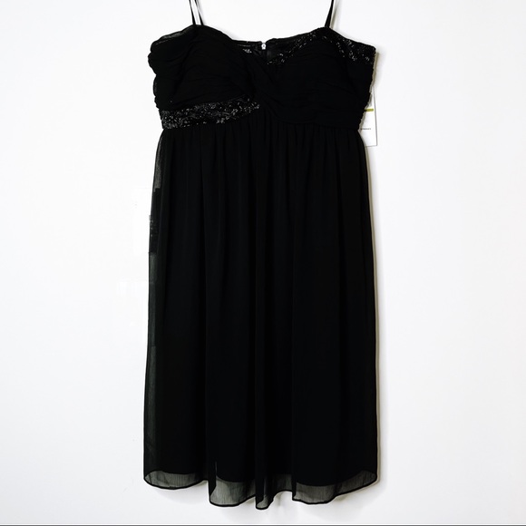 NWT London Style Black Beaded Strapless Cocktail Dress SZ 14 - Picture 8 of 9